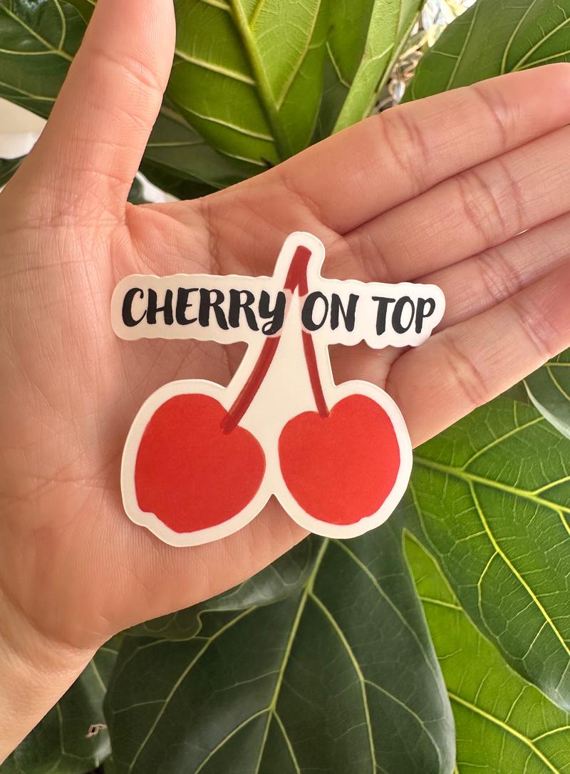 Cherry On Top Sticker | Fruit Pun Vinyl Decal