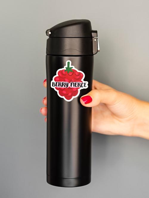 Berry Fierce Raspberry Sticker | Bold Fruit Pun Decal