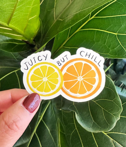 Juicy But Chill Lemon & Orange Slice Sticker | Fruit Art Vinyl Decal