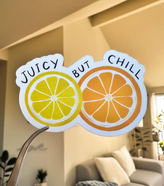 Juicy But Chill Lemon & Orange Slice Sticker | Fruit Art Vinyl Decal