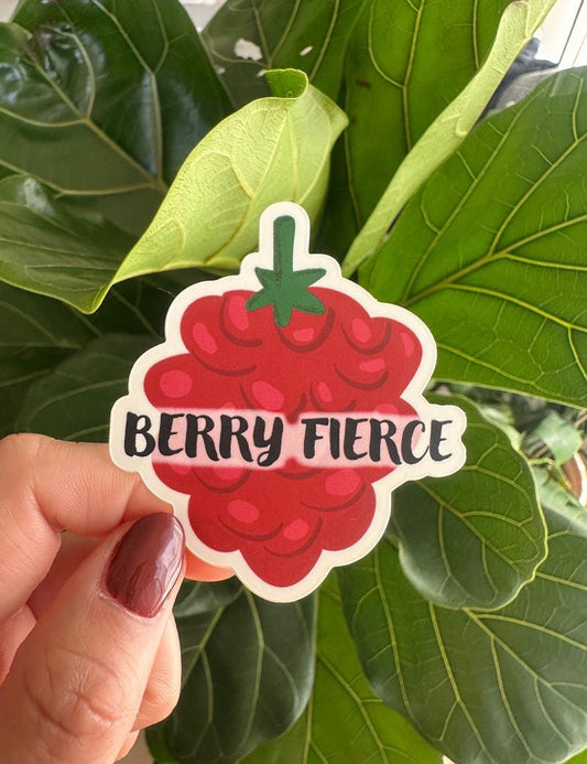 Berry Fierce Raspberry Sticker | Bold Fruit Pun Decal
