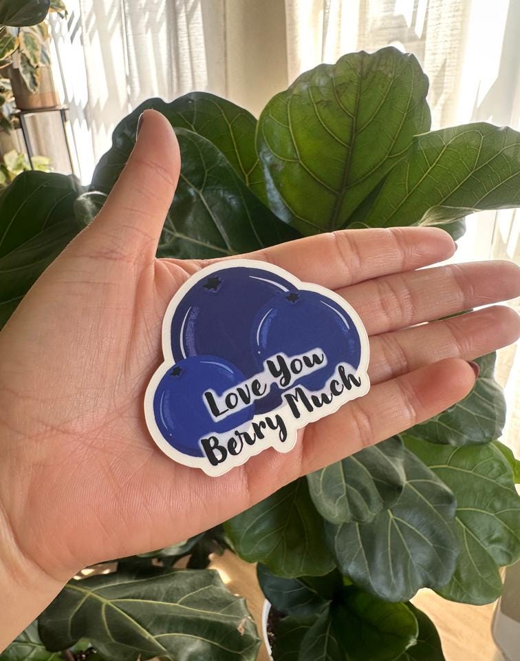 Blueberry Pun Sticker | Love You Berry Much Decal, Matte Vinyl