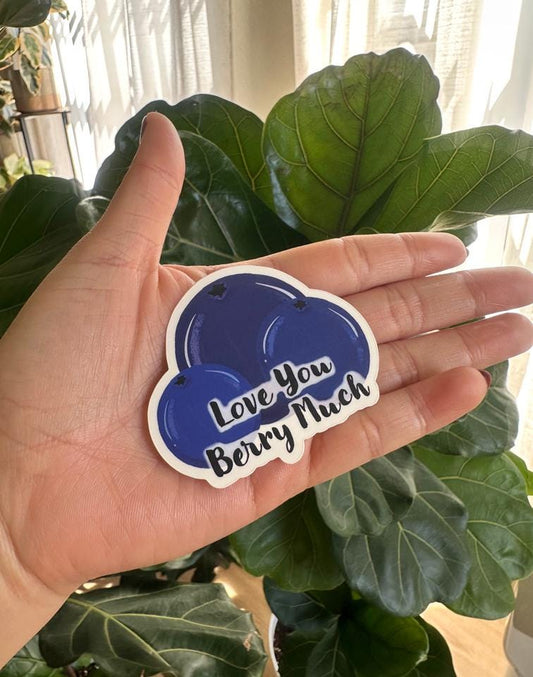 Blueberry Pun Sticker | Love You Berry Much Decal, Matte Vinyl