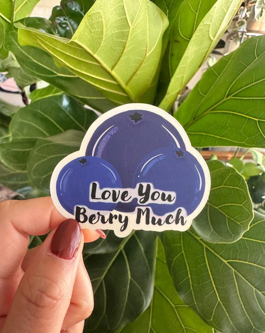 Blueberry Pun Sticker | Love You Berry Much Decal, Matte Vinyl